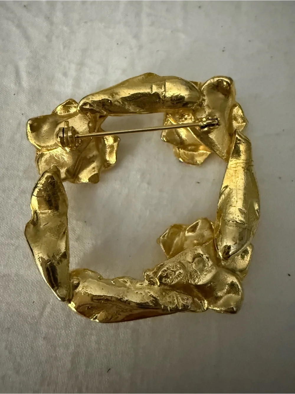 Gold Floral Pearl Wreath Brooch - Women's Jewelry